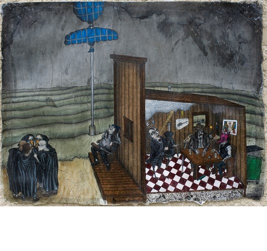 Jade Townsend - The Offering of Ears To Freewill and Fate, 2016 - Graphite, prisma color, pastel, oil, and ink on paper - 69 x 91 cm, 27 x 36 in