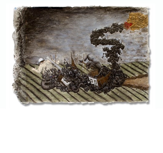 Jade Townsend - The Disaster, 2013 - Graphite, charcoal, prisma color, oil and ink on paper, - 97 x 136 cm, 38.2 x 53.5 in