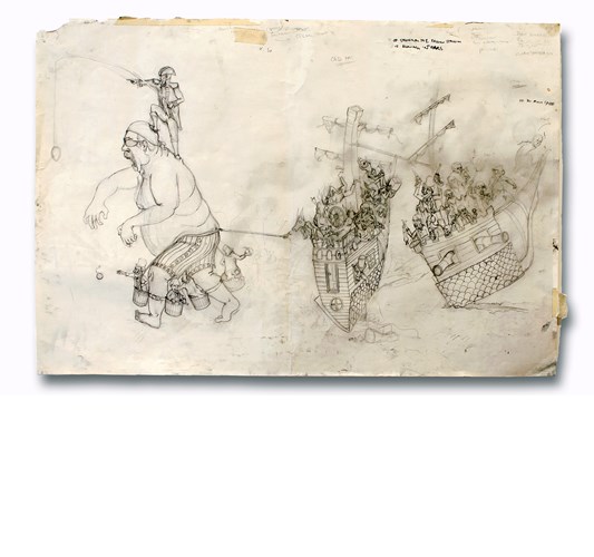 Jade Townsend - Study for 'Old Hat', 2013 - Graphite, charcoal, prisma color, oil and ink on paper - 61 x 90 cm, 24 x 35.4 in