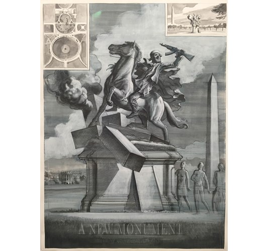 Nicola Verlato - “A new monument in Washington D.C.” 2016 - Graphite, vinyl, pen on paper - 76 x 101 cm, 30 x 40 in