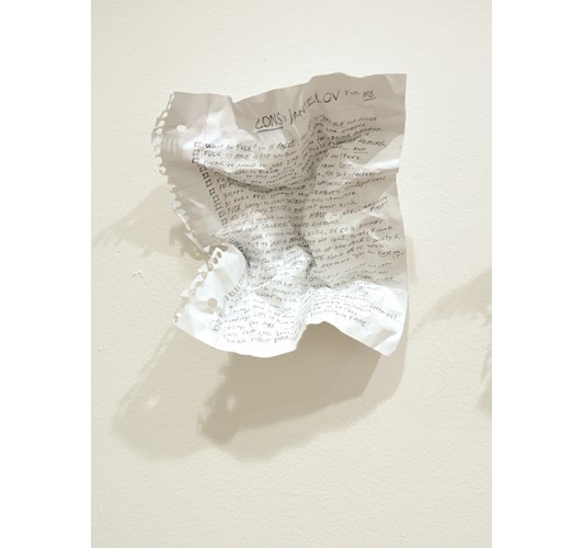 William Powhida - "Cons of Jantelov for Me" 2015 - Aluminum, paper, acrylic and colored pencil - 23 x 20 x 11 cm, 9.1 x 7.9 x 4.3 in