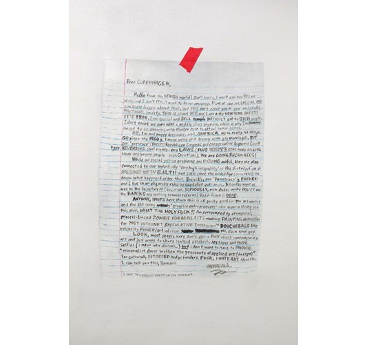 William Powhida - "Dear Copenhagen" 2015 - Acrylic on canvas - 51 x 41 cm, 20.1 x 16.1 in