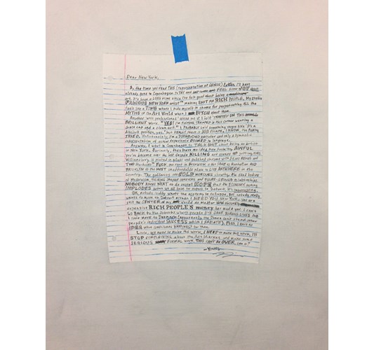 William Powhida - "Dear New York" 2015 - Acrylic on canvas - 51 x 41 cm, 20 x 16 in