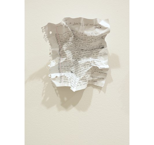 William Powhida - "Pros of Jantelov for America" 2015 - Aluminum, paper, acrylic and colored pencil - 21 x 19 x 12 cm, 8.3 x 7.5 x 4.7 in