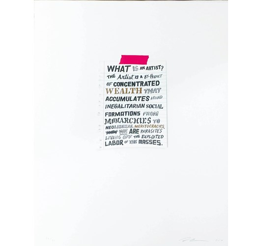 William Powhida - "What is an Artist?" 2017 - Silkscreen, edition of 30 - 40 x 50 cm, 16 x 20 in