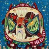 Mi Ju - Cherry Pop, 2017 - Acrylic, thread, crystal on panel - 25 x 25 cm, 10 x 10 in