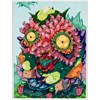 Mi Ju - Strawberry Iguana, 2016 - Acrylic on linen & thread - 61 x 46 cm, 24 x 18 in