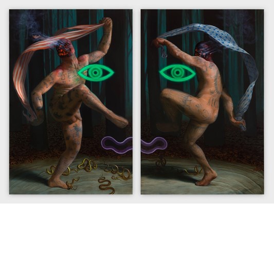 Works by Christian Rex Van Minnen - White Flight, 2016 - Oil on linen - 183 x 244 cm, 72 x 96 in