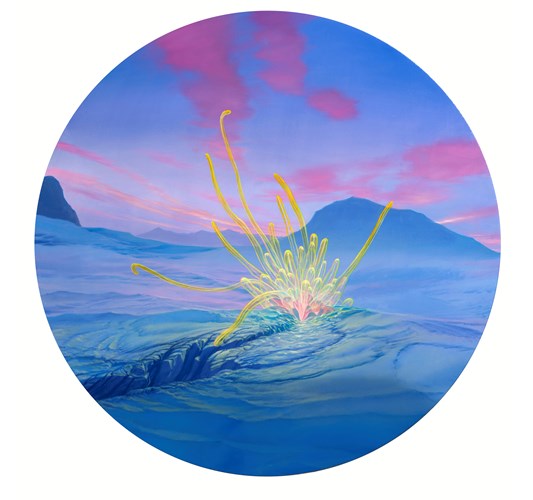 Jean-Pierre Roy - “Laryngospasm” 2021 - Oil on linen - 61 cm diameter, 24 in across