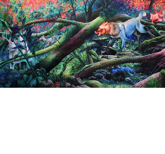 Angela Gram - "When A Tree Falls" 2021 - Oil on linen - 81 x 152 cm, 32 x 60 in