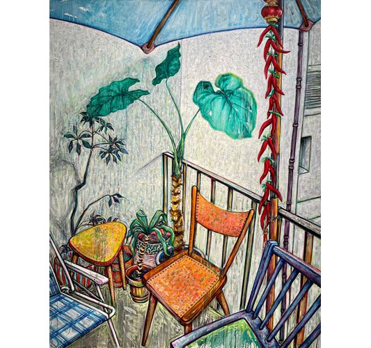 Tine Nedbo - “Garden of Unfaithful Eves” 2021 - Oil on canvas - 190 x 150 cm, 75 x 59 in