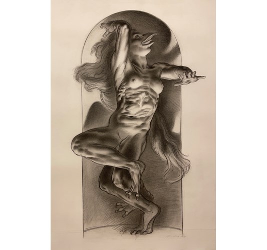 Nicola Verlato - "Amabie" 2021 - Charcoal on paper - 99 x 66 cm, 39 x 26 in