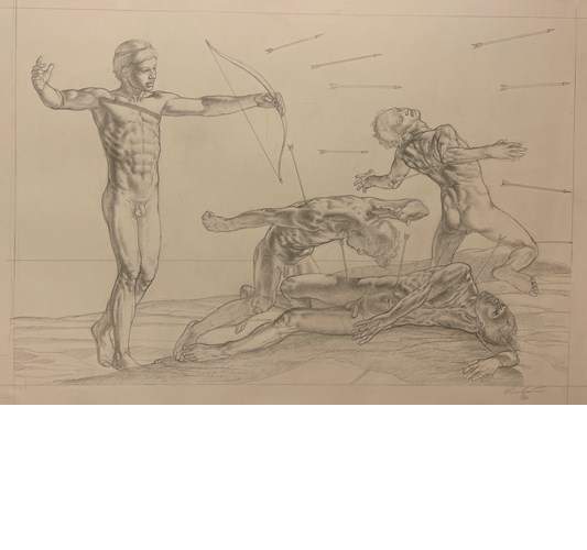 Nicola Verlato - "Apollon" 2021 - Graphite on paper - 70 x 100 cm, 27,5 x 39 in