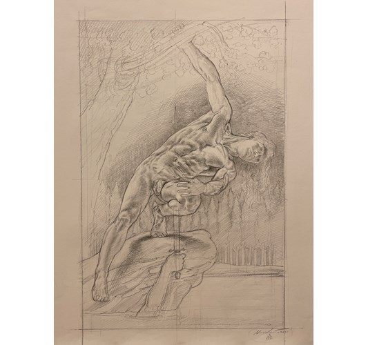 Nicola Verlato - "Narcissus" 2021 - Graphite on paper - 67 x 49,5 cm, 26 x 19,5 in