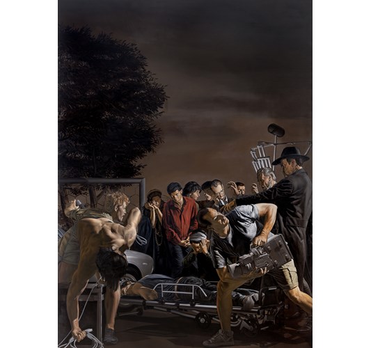 Nicola Verlato - "The Finding of Pier Paolo Pasolini's Body" 2020 - Oil on linen - 390 x 300 cm, 153,5 x 118 in