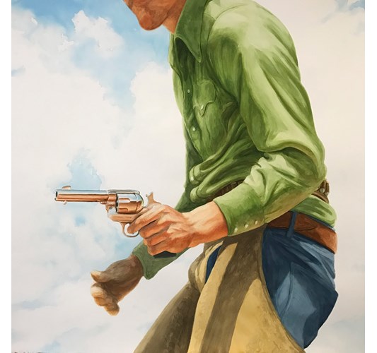 Jed Webster Smith - "Gutshot" 2021 - Watercolor on paper mounted to canvas - 86,5 x 91,5 cm, 34 x 36 in