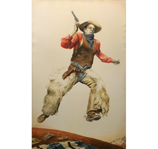 Jed Webster Smith - "John's Up" 2021 - Watercolor on paper mounted to canvas - 203 x 132 cm, 80 x 52 in