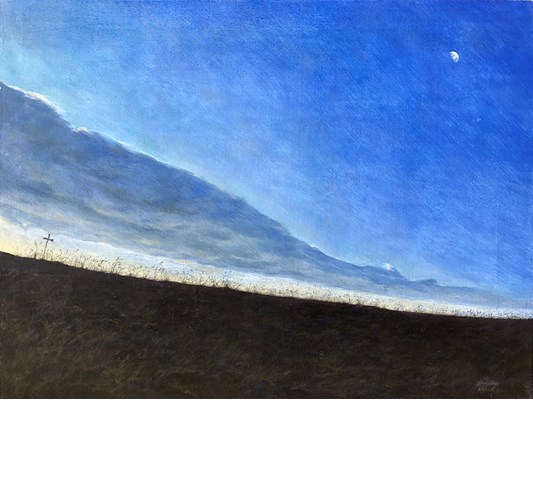 Zhou Chen - "Follow Light" 2020 - Tempera on panel - 60 x 80 cm, 23,5 x 31,5 in