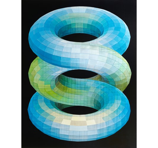 Works by - Gianluca Franzese "Ouroboros" 2022 - Aluminum, silver, and 12k white gold leaf with acrylic glazes on panel - 112 x 86,5 cm, 44 x 34 in
