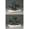 Jud Bergeron - "French Horn Litigation" 2022 - Cast bronze & travertine marble - 48,5 x 38 x 23 cm, 19 x 15 x 9 in