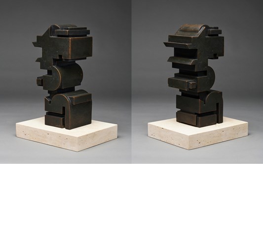 Jud Bergeron - "Soldiers of June" 2022 - Cast bronze & travertine marble - 43 x 28 x 23 cm, 17 x 11 x 9 in