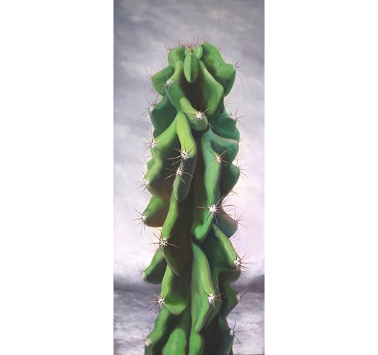 Jingyi Wang - "Artificial Cactus #2" 2018 - Oil on canvas - 117 x 51 cm, 46 x 20 in