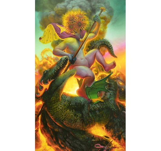 Martin Wittfooth - "Paper Dragon" 2022 - Oil on canvas - 152,5 x 91,5 cm, 60 x 36 in