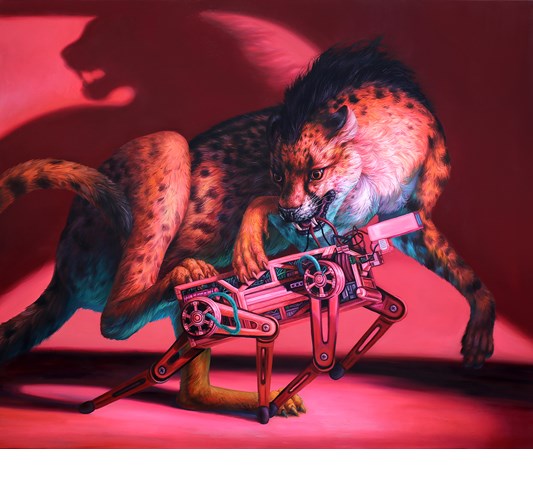 Angela Gram - "King Cheetah" 2022 - Oil on canvas - 152,5 x 183 cm, 60 x 72 in
