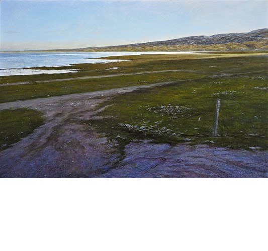 Zhou Chen - "Cold Lake" 2022 - Tempera on panel - 60 x 90 cm, 23,5 x 35,5 in