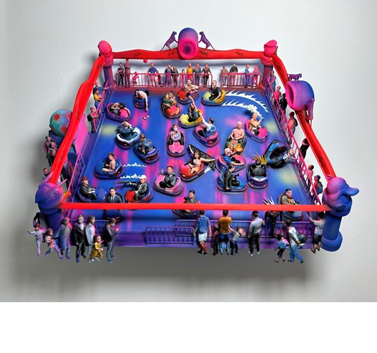 Jiannan Wu - "Serial Game" 2022 - Acrylic on resin, metal, and wood, edition of 3 + 1 AP - 63 x 80 x 25 cm, 25 x 31,5 x 10 in