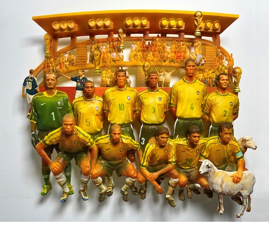 Jiannan Wu - "Summer in France 1998" 2022 - Acrylic on resin, wood and metal, edition of 3 + 1 AP - 60 x 51 x 14 cm, 23,5 x 20 x 5,5 in