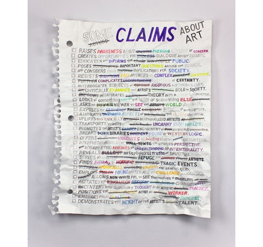 William Powhida - "Some Absurd Claims" 2022 - Watercolor and graphite on paper mounted on aluminum - 139,5 x 114,5 cm, 55 x 45 in