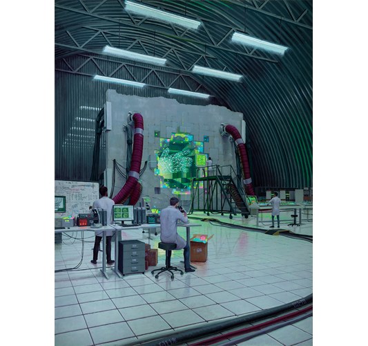 Taylor Schultek - "Research and Development" 2023 - Oil on birch panel - 122 x 91,5 cm, 48 x 36 in