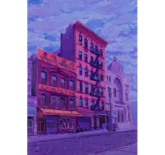 Taylor Schultek - "Miniature #1" 2023 - Oil on acrylic panel - 9 x 6,5 cm, 3,5 x 2,5 in (27 x 23,5 cm, 10,5 x 9,25 in)