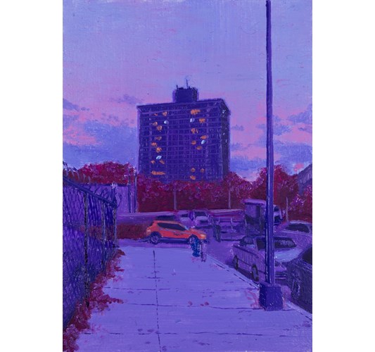 Taylor Schultek - "Miniature #3" 2023 - Oil on acrylic panel - 9 x 6,5 cm, 3,5 x 2,5 in (27 x 23,5 cm, 10,5 x 9,25 in)