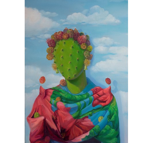 Jingyi Wang - "Prosperity Blossom" 2023 - Oil on canvas - 90 x 64,5 cm, 35,5 x 25,5 in