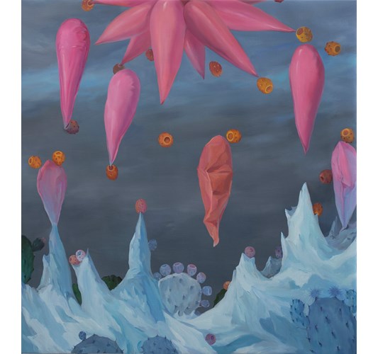 Jingyi Wang - "Hiding" 2023 - Oil on linen - 101,5 x 96,5 cm, 40 x 38 in