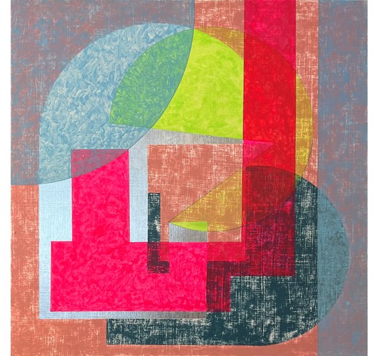 Jud Bergeron - "Painting is Easy 2" 2023 - Acrylic and ink with gold and silver leaf on paper mounted to panel - 53,5 x 53,5 cm, 21 x 21 in