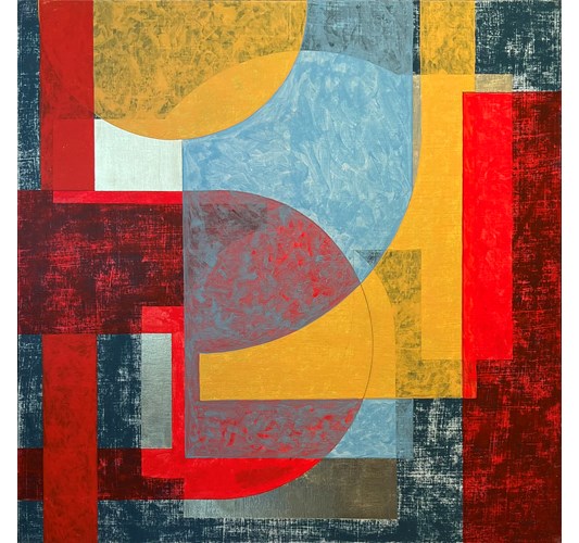 Jud Bergeron - "Painting is Easy 3" 2023 - Acrylic and ink with gold and silver leaf on paper mounted to pane - 53,5 x 53,5 cm, 21 x 21 in