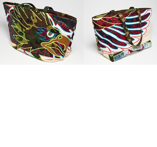 Ben Venom - "High Flyer Tote Bag" 2022 - Custom fabricated tote bag with recycled fabric - 30,5 x 61 x 25,5 cm, 12 x 24 x 10 in