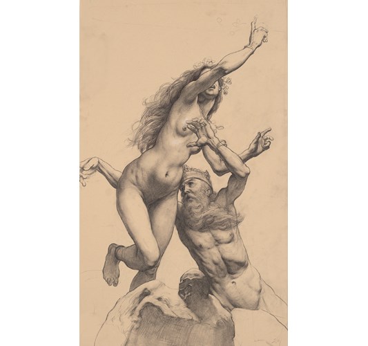 Adam Miller - "Persephone and Pluto" (Drawing) 2023 - Graphite and ink on paper - 62 x 38 cm, 24,5 x 15 in