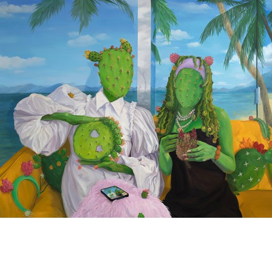 Jingyi Wang - "Live Streaming" 2023 - Oil on linen - 122 x 152,5 cm, 48 x 60 in