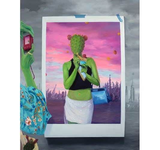 Jingyi Wang - "Y2K Fashion" 2023 - Oil on linen - 152,5 x 122 cm, 60 x 48 in