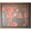 Michael Ahlefeldt - "Boller fra bageren eller universet pa° et fad" 2023 - LED light, plexiglass, PVC & oak frame - Edition of 5 - 156 x 192 cm, 61,5 x 75,5 in