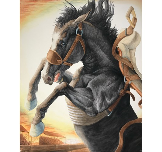 Jed Webster Smith - "Five Seconds of Freedom" 2023 - Watercolor on paper mounted to canvas - 87,5 x 72 cm, 34,5 x 28,5 in