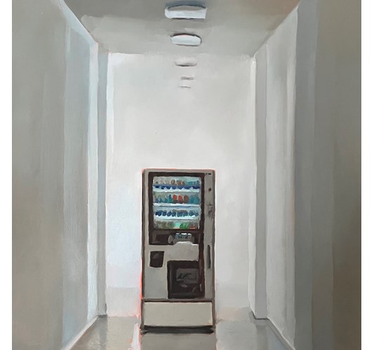 Rebecca Orcutt - "Light Vending Machine" 2023 - Oil on panel - 25,55 x 25,5 cm, 10 x 10 in