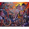 Tom Sanford - "Wheelie Boys Ride Out" 2023 - Acrylic on canvas - 157,5 x 183 cm, 62 x 72 in