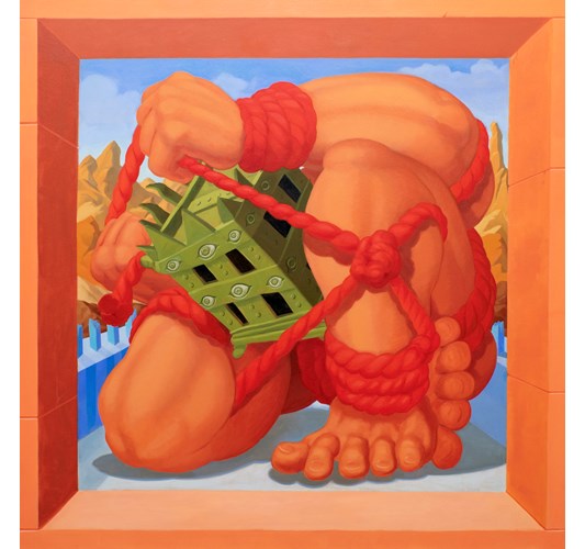 Zachary Lank - "Pink Warden" 2024 - Oil on canvas - 117 x 117 cm, 46 x 46 in