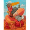 Zachary Lank - "Red Warden" 2024 - Oil on canvas - 102 x 76 cm, 40 x 30 in