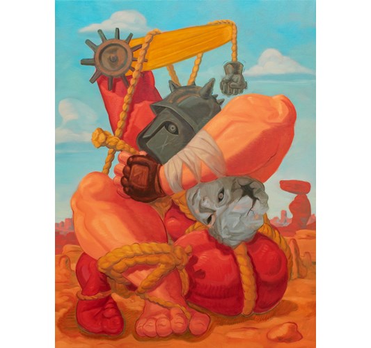 Zachary Lank - "Red Warden" 2024 - Oil on canvas - 102 x 76 cm, 40 x 30 in